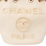 Chanel Cotton Deauville Pearl Bucket Crossbody Bag