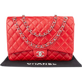 Chanel Quilted Lambskin Palladium Maxi Double Flap Crossbody Bag