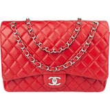 Chanel Quilted Lambskin Palladium Maxi Double Flap Crossbody Bag