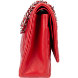 Chanel Quilted Lambskin Palladium Maxi Double Flap Crossbody Bag