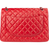 Chanel Quilted Lambskin Palladium Maxi Double Flap Crossbody Bag