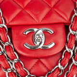 Chanel Quilted Lambskin Palladium Maxi Double Flap Crossbody Bag