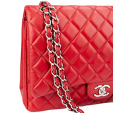 Chanel Quilted Lambskin Palladium Maxi Double Flap Crossbody Bag
