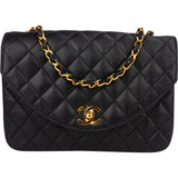 Chanel Quilted Lambskin 24K Gold Single Flap Crossbody Bag