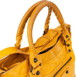 Balenciaga Yellow Leather City Handbag - vintageandkickz