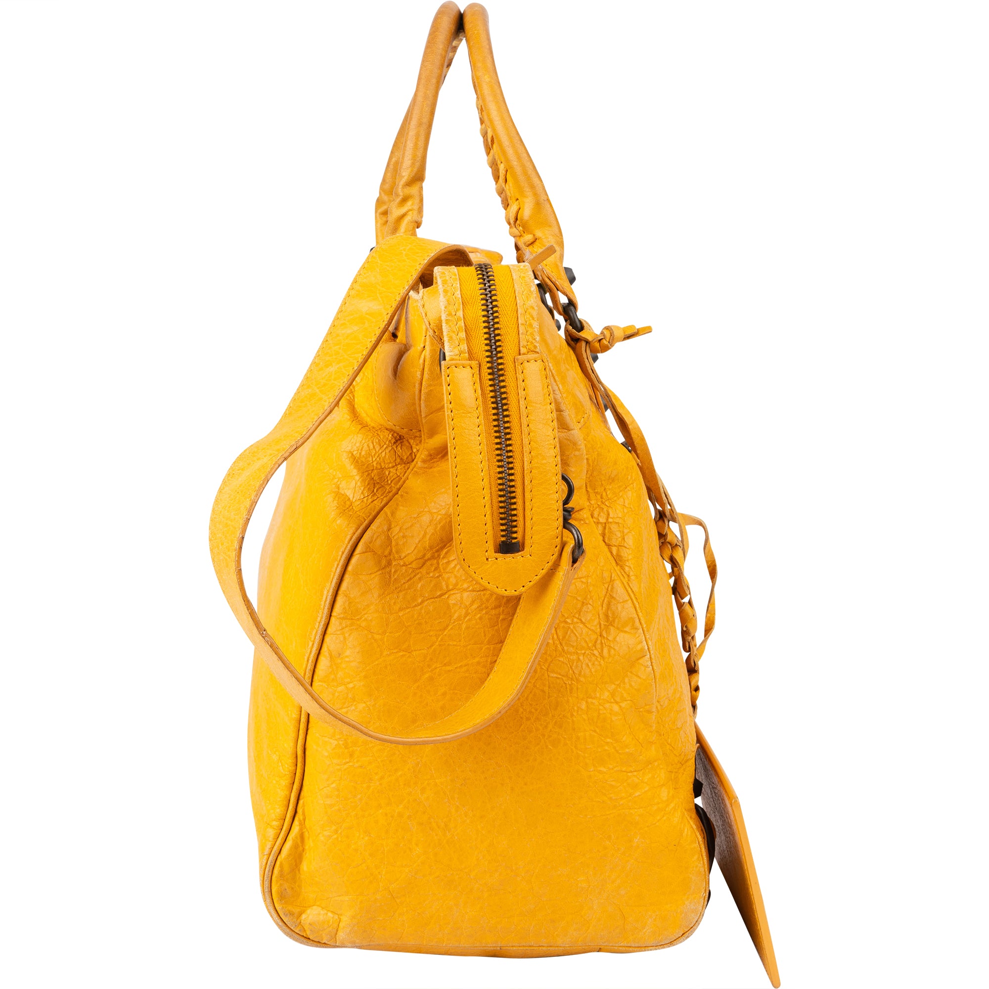 Balenciaga Yellow Leather City Handbag - vintageandkickz