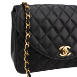Chanel Quilted Lambskin 24K Gold Single Flap Crossbody Bag