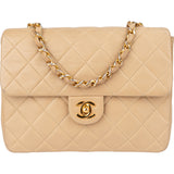 Chanel Quilted Lambskin 24K Gold Single Flap Crossbody Bag