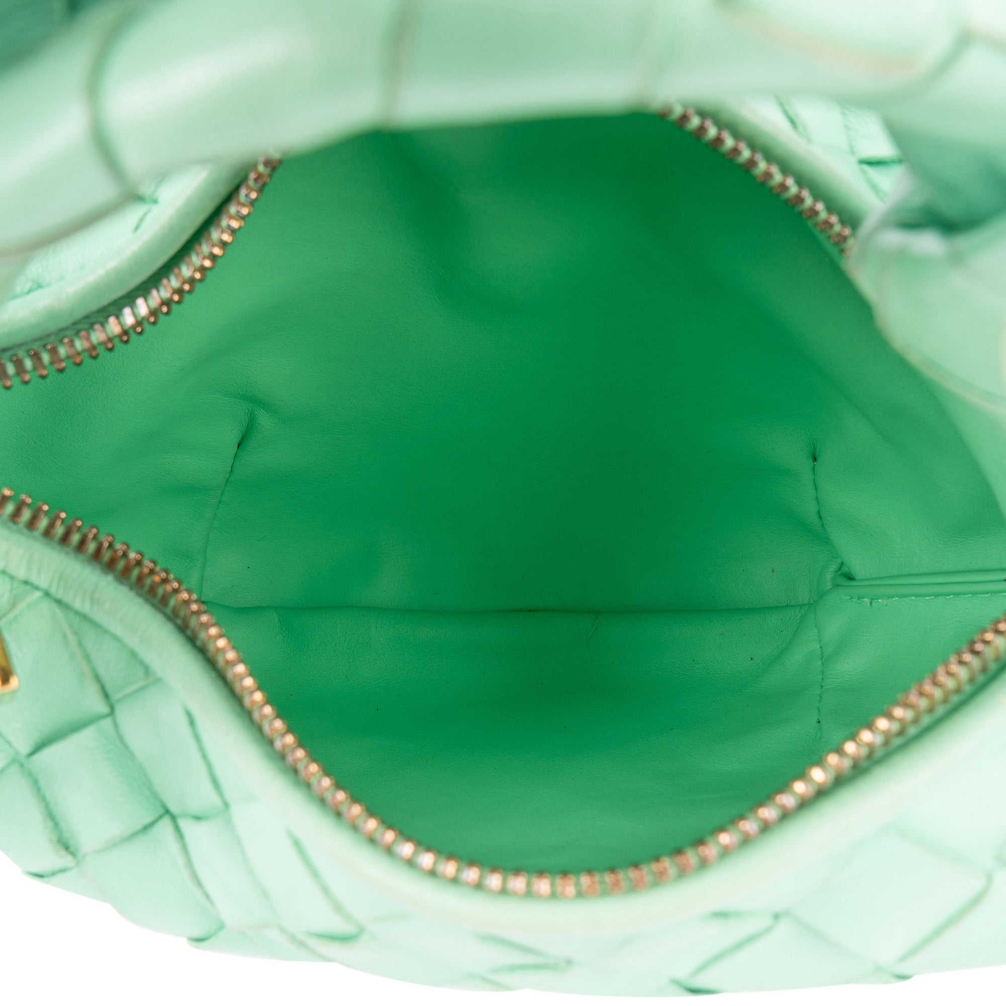 Bottega Veneta Green Intrecciato Leather Mini Jodie Handbag - vintageandkickz