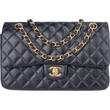 Chanel Blue Caviar Leather Double Flap Shoulder Bag