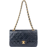 Chanel Quilted Lambskin 24K Gold Small Double Flap Crossbody Bag