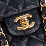 Chanel Blue Caviar Leather Double Flap Shoulder Bag