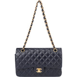 Chanel Blue Caviar Leather Double Flap Shoulder Bag