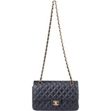 Chanel Blue Caviar Leather Double Flap Shoulder Bag
