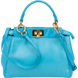 Fendi Blue Leather Peekaboo Handbag