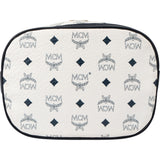 MCM White Visetos Monogram Bucket Crossbody Bag