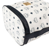 MCM White Visetos Monogram Bucket Crossbody Bag