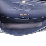 Chanel Blue Caviar Leather Double Flap Shoulder Bag