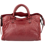 Balenciaga Bordeaux Leather City Handbag