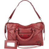 Balenciaga Bordeaux Leather City Handbag