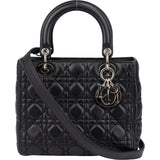 Christian Dior Black Quilted Leather Lady Dior Handbag
