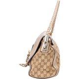 Gucci GG Monogram Braided Leather Bamboo Handbag