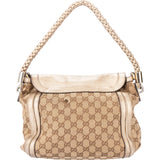 Gucci GG Monogram Braided Leather Bamboo Handbag