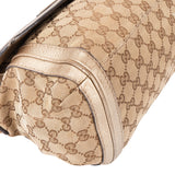 Gucci GG Monogram Braided Leather Bamboo Handbag