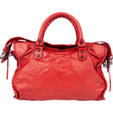 Balenciaga Red Leather City Handbag