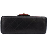 Chanel Quilted Bicolor Lambskin 24K Gold Single Flap Crossbody Bag