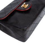 Chanel Quilted Bicolor Lambskin 24K Gold Single Flap Crossbody Bag