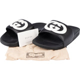 Gucci Black GG Leather Slides (41)