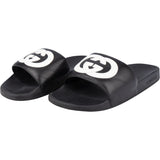 Gucci Black GG Leather Slides (41)