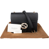 Gucci Black Leather GG Interlocking Crossbody Bag