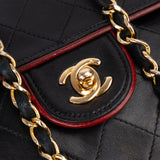 Chanel Quilted Bicolor Lambskin 24K Gold Single Flap Crossbody Bag