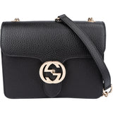 Gucci Black Leather GG Interlocking Crossbody Bag