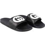 Gucci Black GG Leather Slides (41)