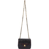 Chanel Quilted Bicolor Lambskin 24K Gold Single Flap Crossbody Bag