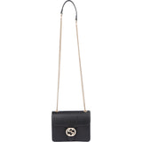 Gucci Black Leather GG Interlocking Crossbody Bag