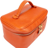 Chanel Orange Caviar Leather CC Vanity Handbag