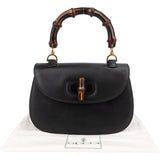 Gucci Black Leather Bamboo Handbag
