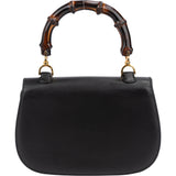 Gucci Black Leather Bamboo Handbag