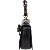 Gucci Black Leather Bamboo Handbag