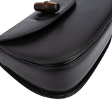 Gucci Black Leather Bamboo Handbag