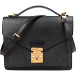 Louis Vuitton Noir Epi Leather Monceau Handbag - vintageandkickz