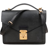 Louis Vuitton Noir Epi Leather Monceau Handbag - vintageandkickz