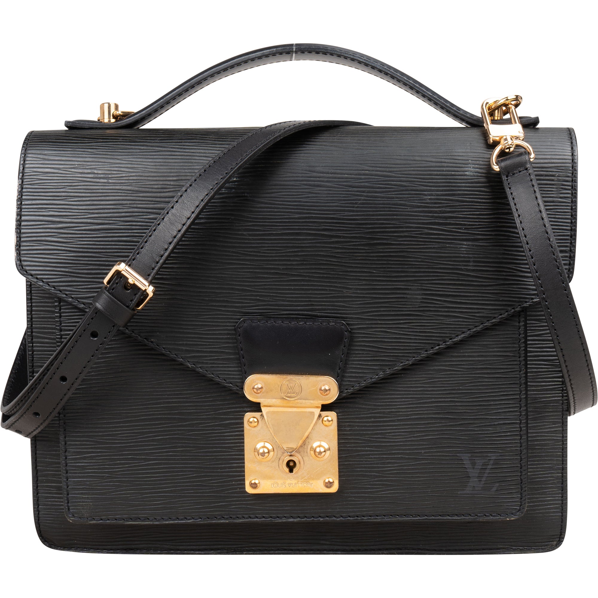 Louis Vuitton Noir Epi Leather Monceau Handbag - vintageandkickz