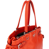 Prada Orange Leather Triangle Twin Pocket Handbag