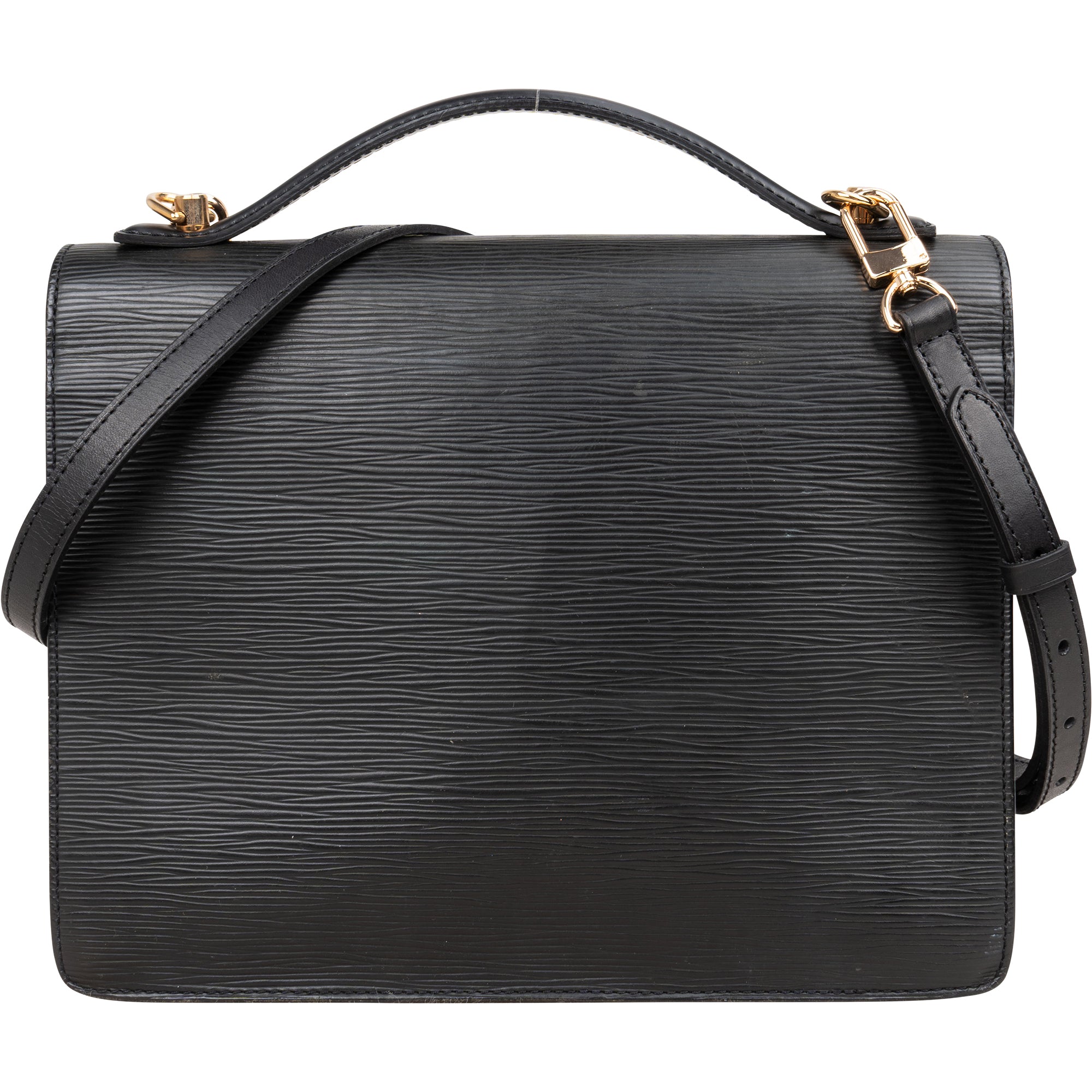Louis Vuitton Noir Epi Leather Monceau Handbag - vintageandkickz