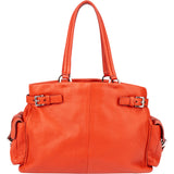 Prada Orange Leather Triangle Twin Pocket Handbag